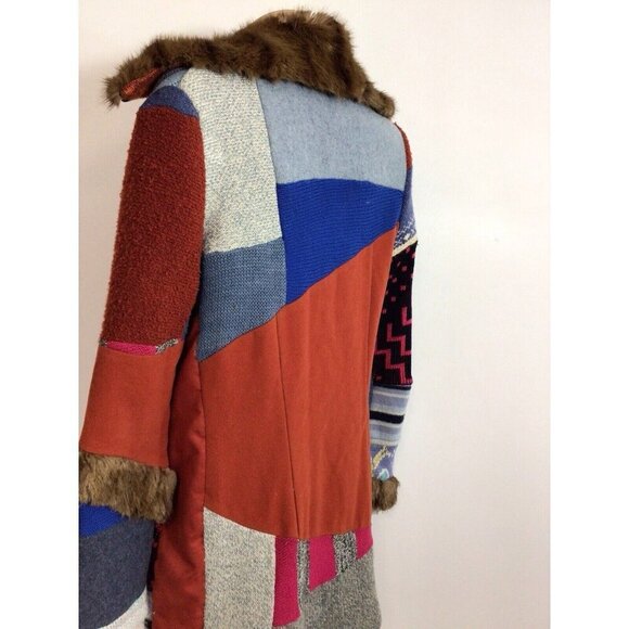 Myco Anna Patchwork Fur Wool Coat Womens Small - Picture 6 of 10